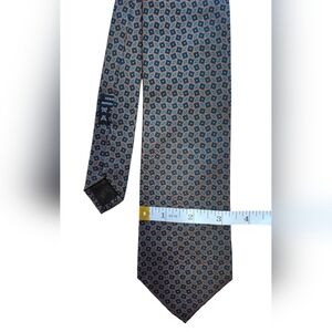 Emilio Pucci Blue and Brown Silk Tie with Geometric Design